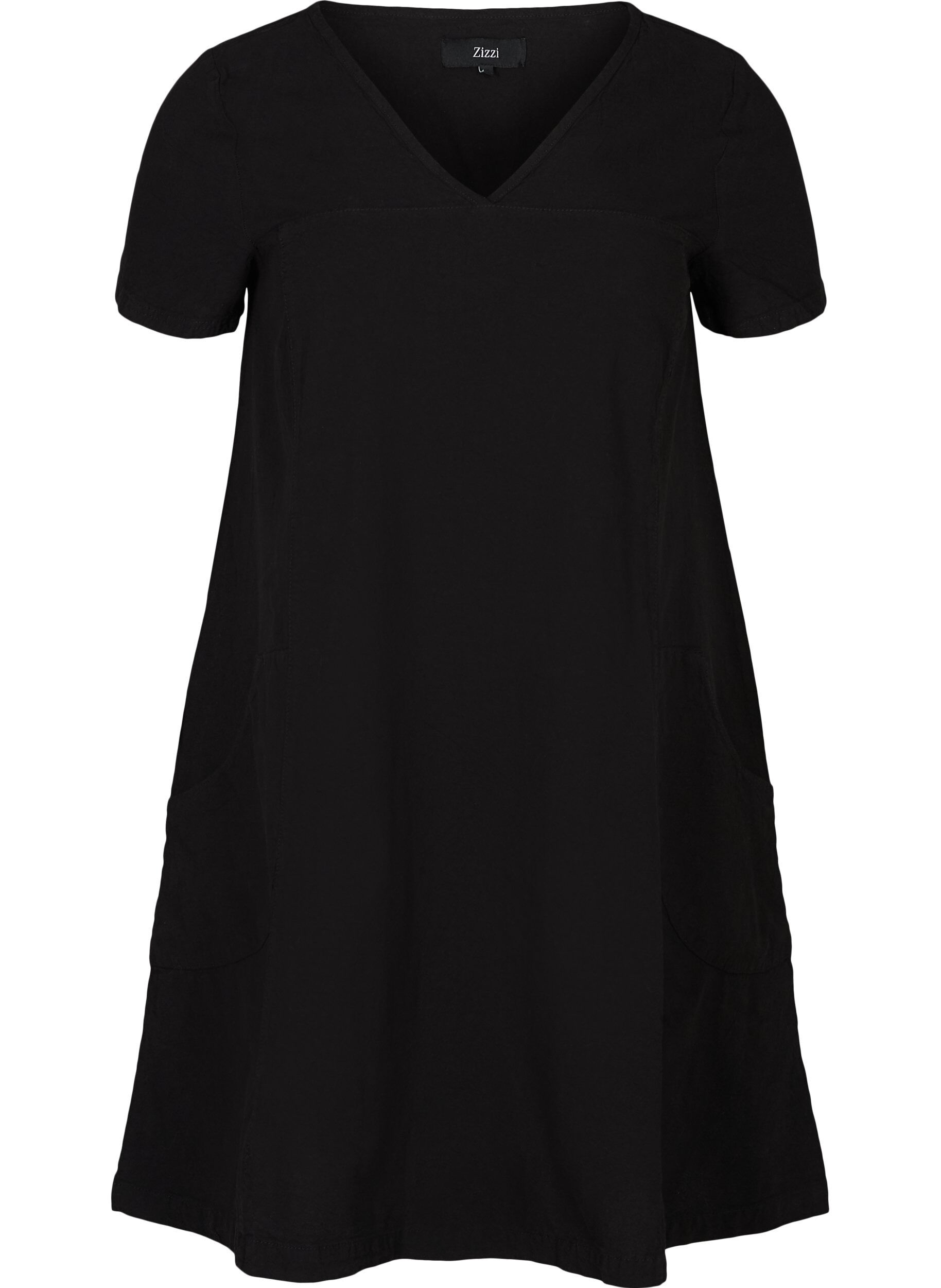 ZizziRobe &agrave; manches courtes en coton, Noir, Packshot image number 0