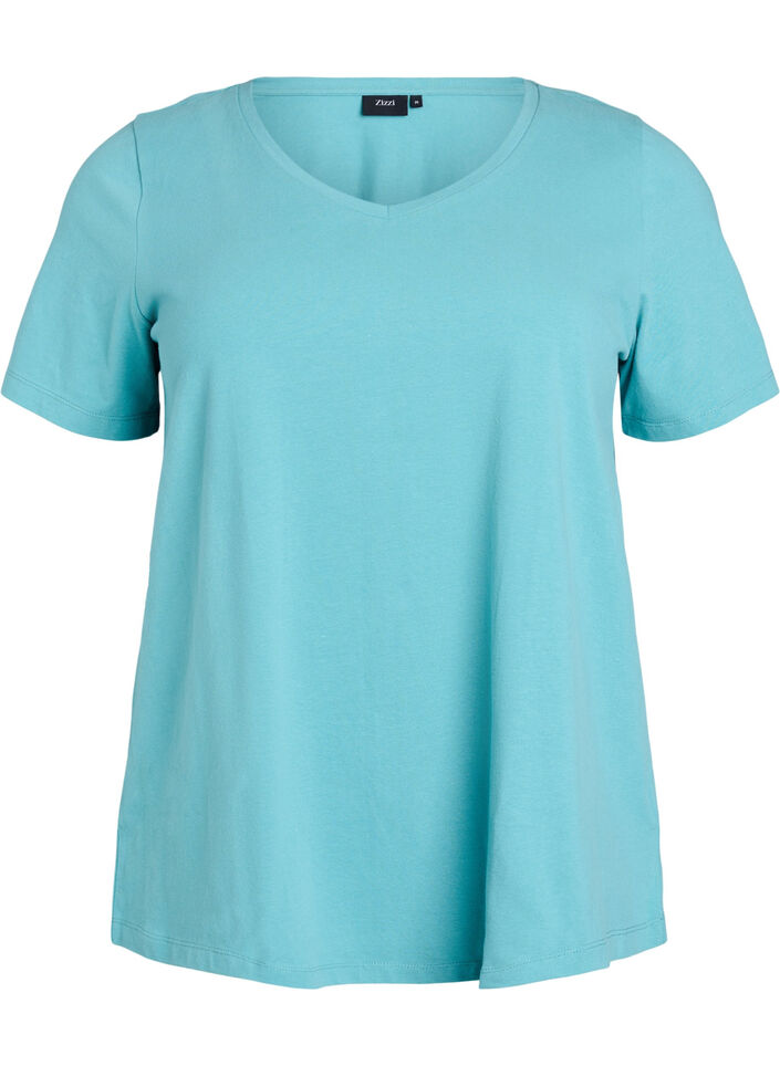 T-shirt basique en coton de couleur unie, Bleu, Packshot image number 0