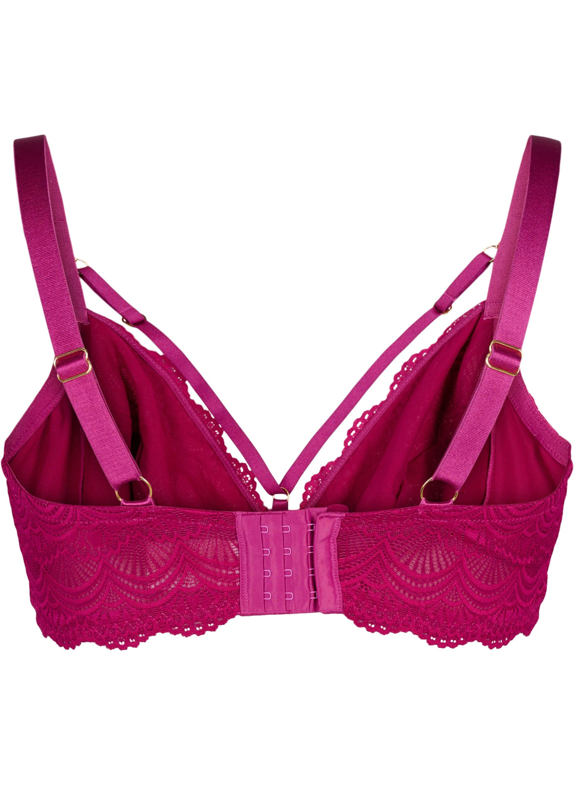 Zizzi Soutien-gorge enveloppant avec dentelle et d&eacute;tail cha&icirc;nette, Bordeaux, Packshot image number 1