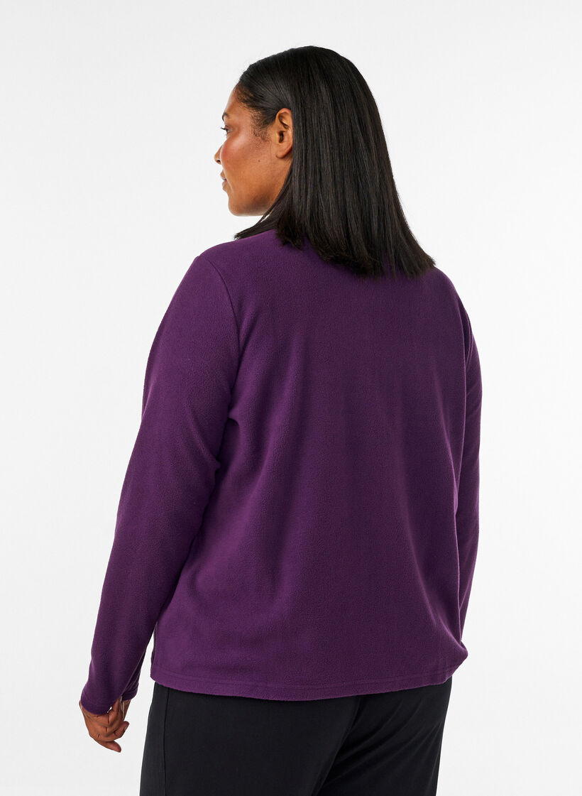 Haut en polaire avec zip et col montant, Violet, Model image number 2