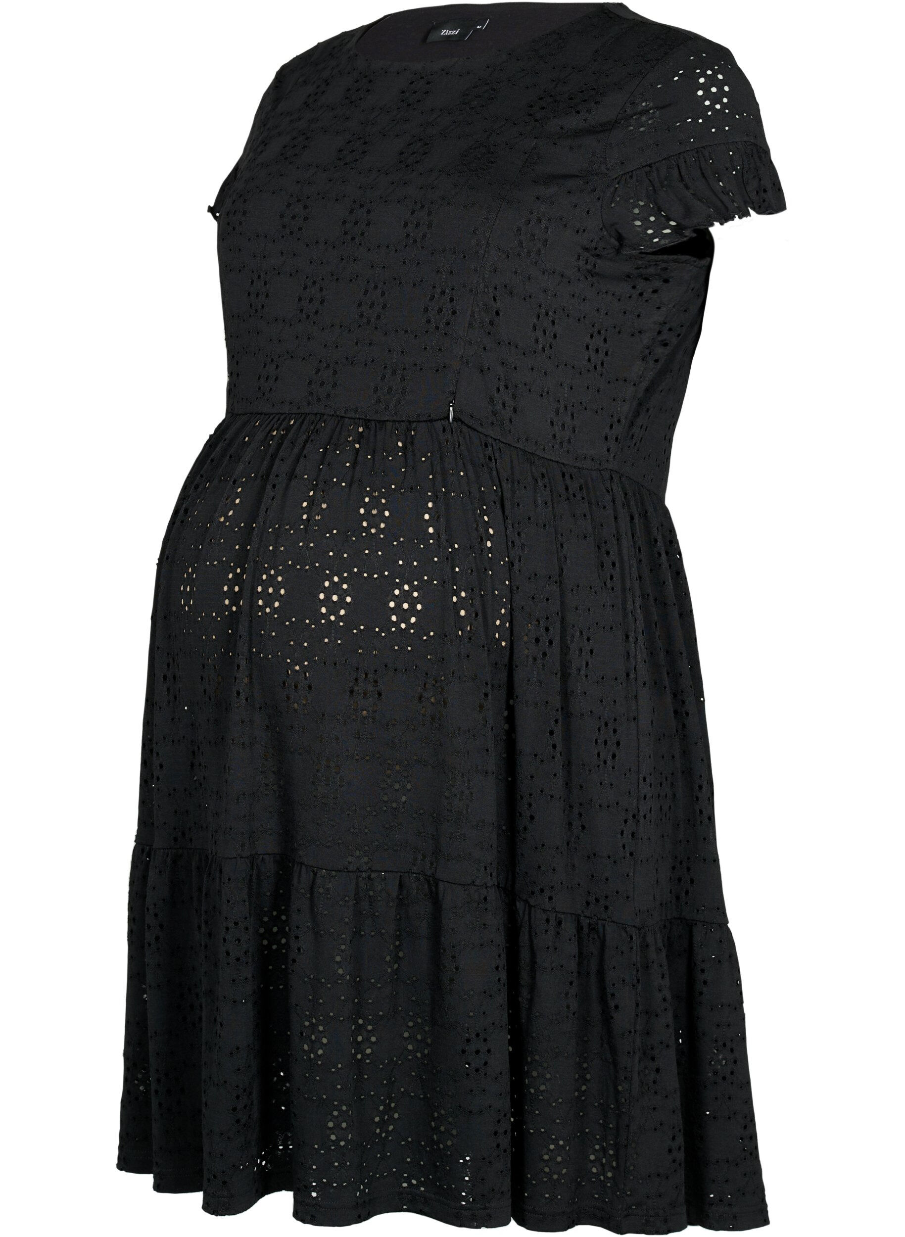 Zizzi Robe de grossesse en broderie anglaise avec fonction d'allaitement, Black, Packshot image number 0
