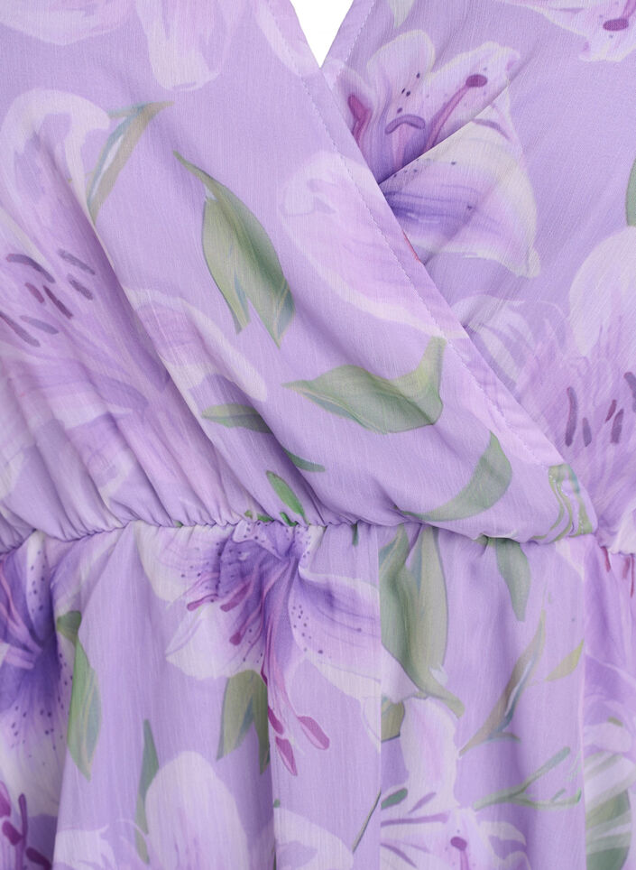 Chemise en mousseline &agrave; imprim&eacute; floral et manches courtes, Mauve, Packshot image number 2