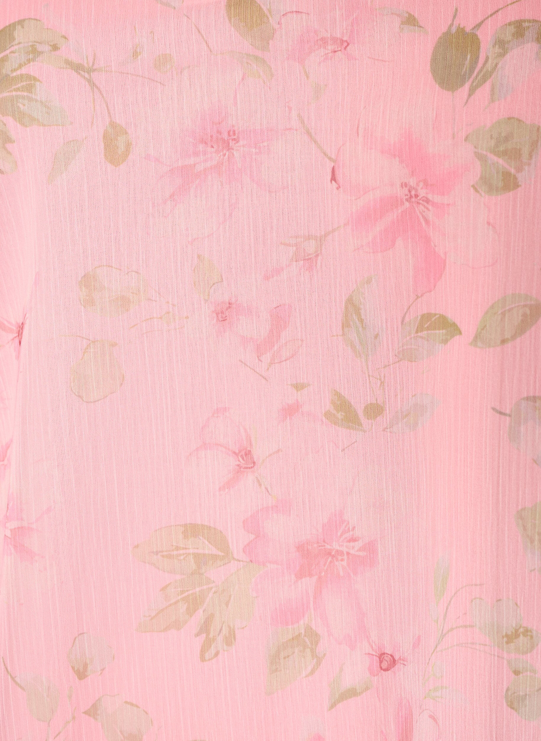 ZizziChemisier en mousseline avec imprim&eacute; floral et manches longues, Rose, Packshot image number 2