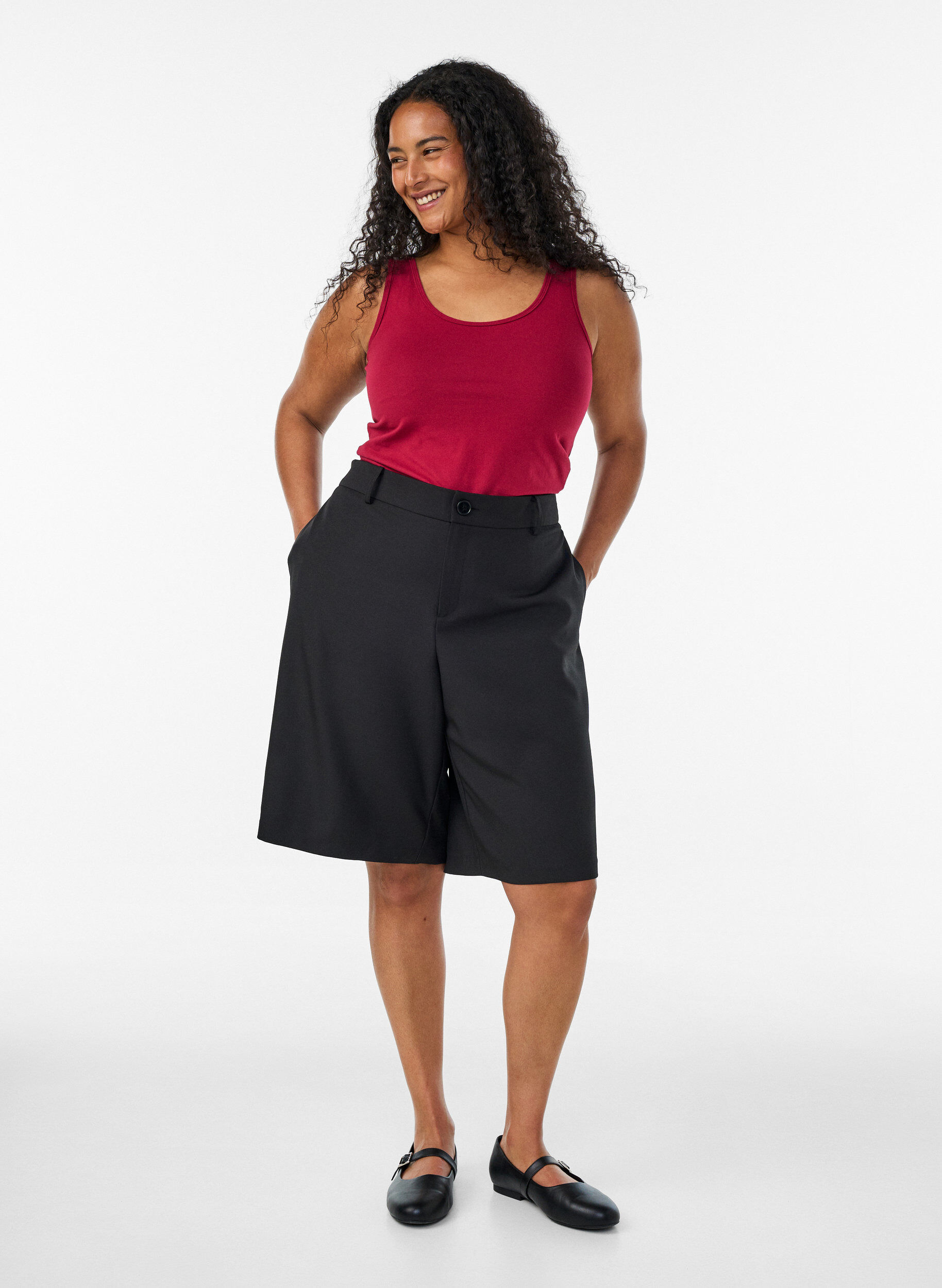 ZizziHaut Basic uni en coton, Bordeaux, Model image number 1