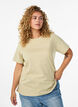 T-shirt en coton bio avec inscription perlée, Beige, Model image number 0