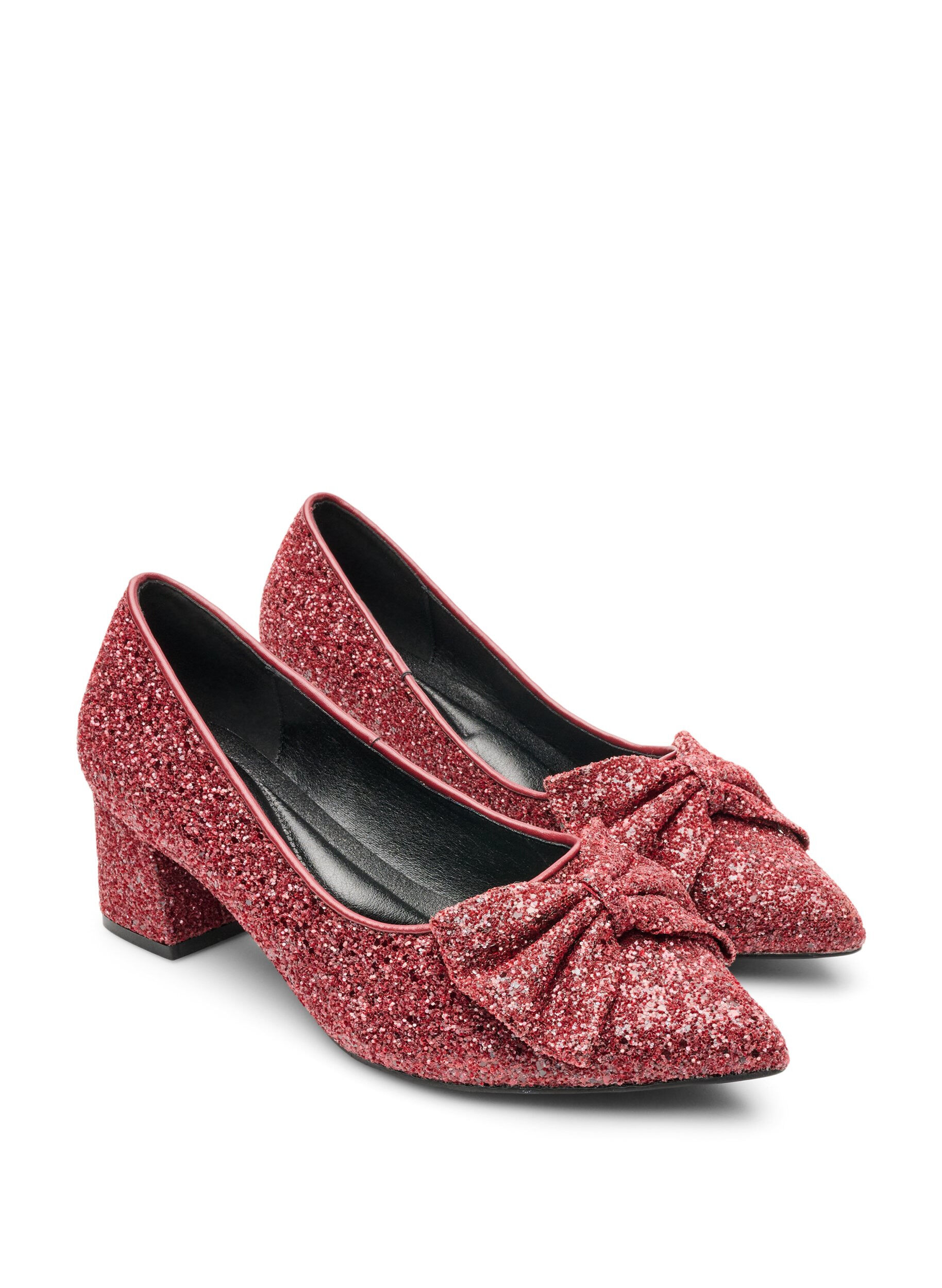 ZizziEscarpin &agrave; paillettes avec n&oelig;ud, Bordeaux, Packshot image number 1