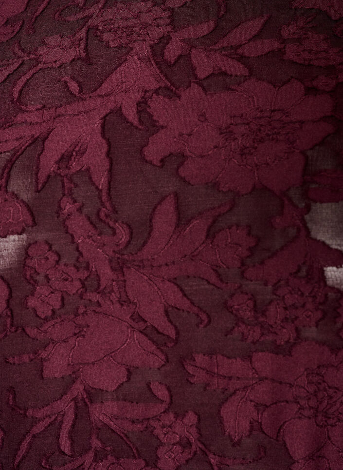 Blouse transparente avec texture florale et manches longues, Bordeaux, Packshot image number 2