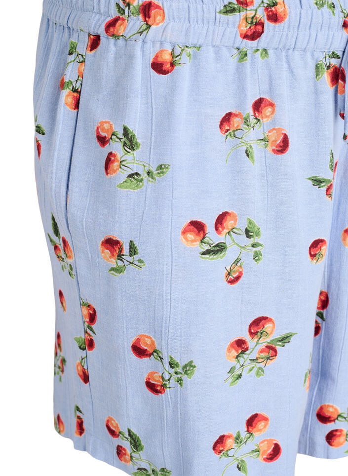 Short taille haute en coton &agrave; imprim&eacute; tomates, Bleu Clair, Packshot image number 2
