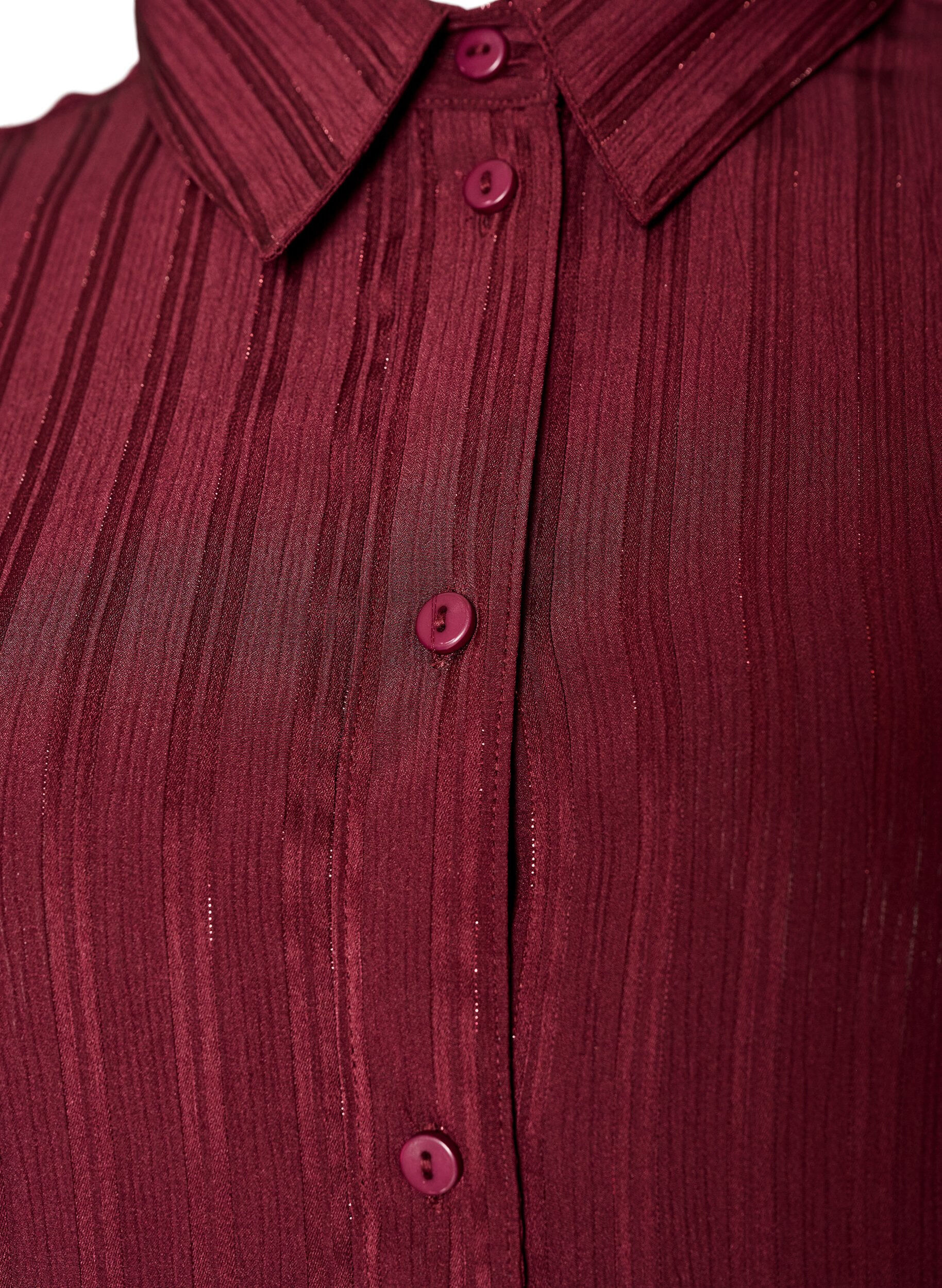 ZizziChemise &agrave; rayures textur&eacute;es et fils paillet&eacute;s, Bordeaux, Packshot image number 2