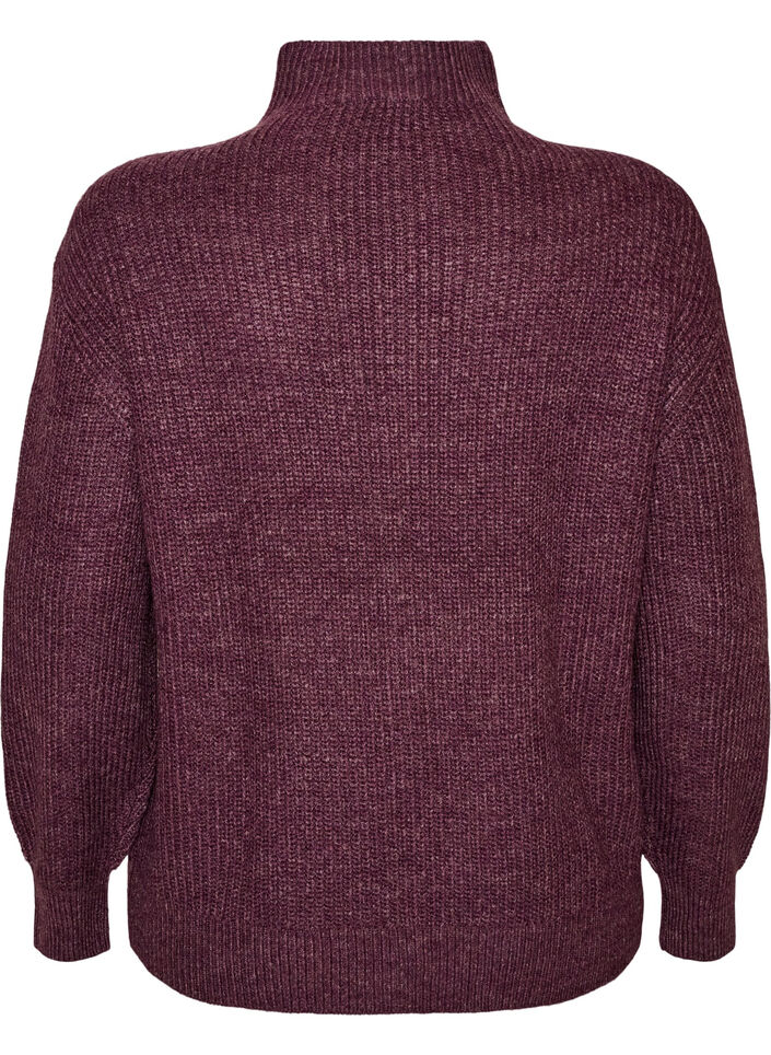 Pull en tricot avec col haut et fermeture &eacute;clair, Violet, Packshot image number 1