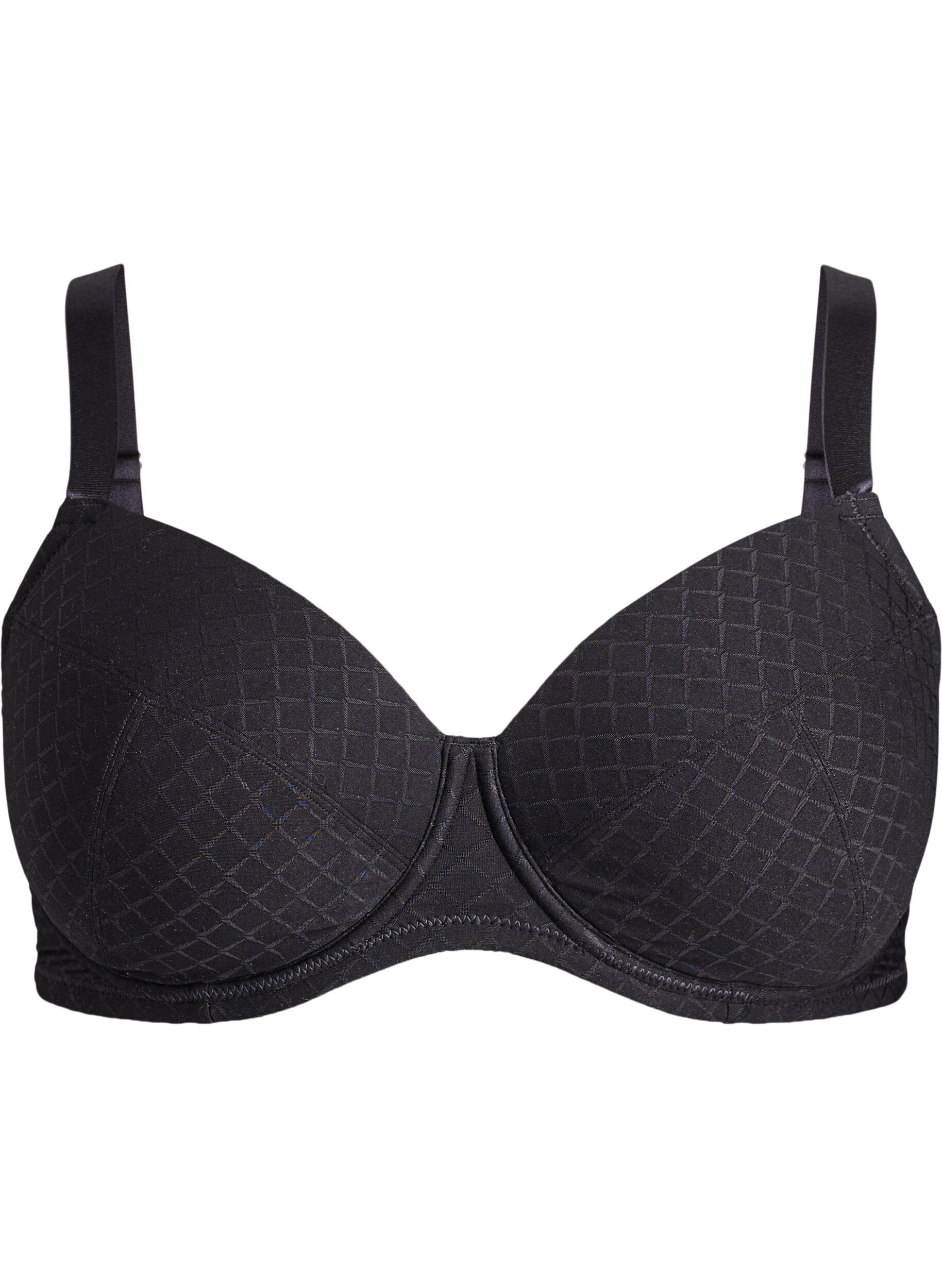 ZizziSoutien-gorge rembourr&eacute; en microfibre &agrave; carreaux, Noir, Packshot image number 0