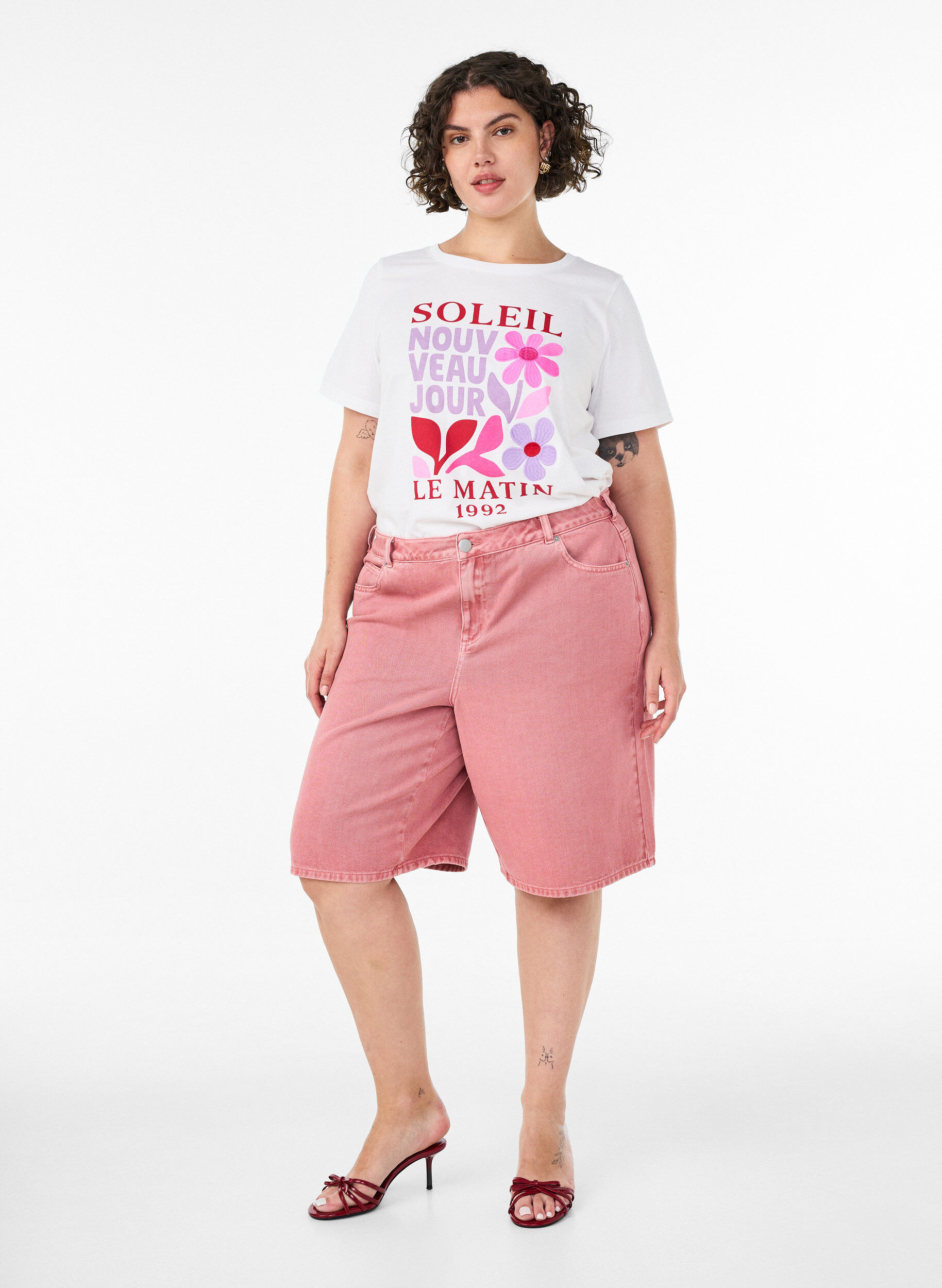 ZizziT-shirt en coton avec imprim&eacute;, Blanc, Model image number 1