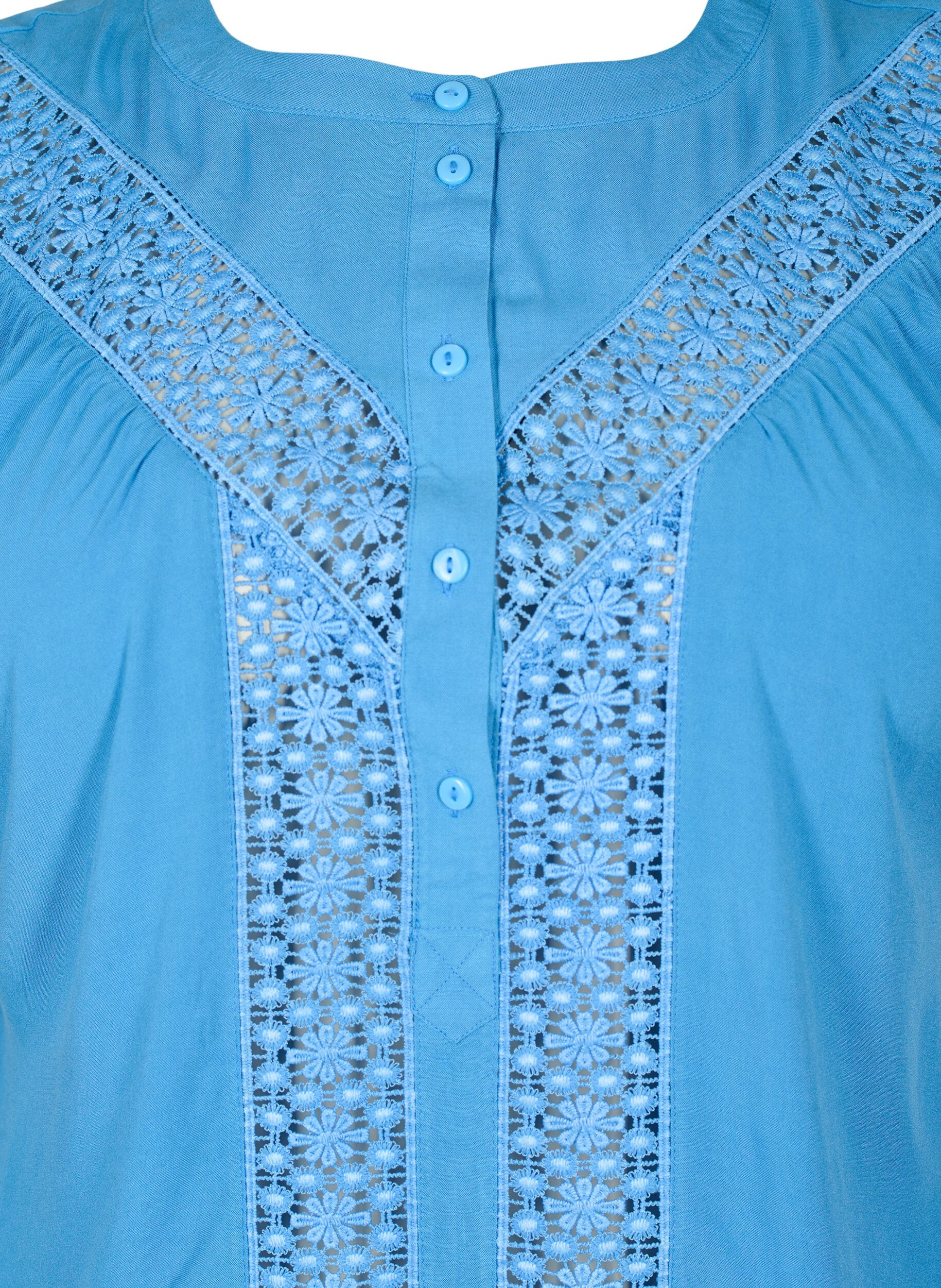 Zizzi Chemisier en viscose avec bordure en dentelle, Marina, Packshot image number 2