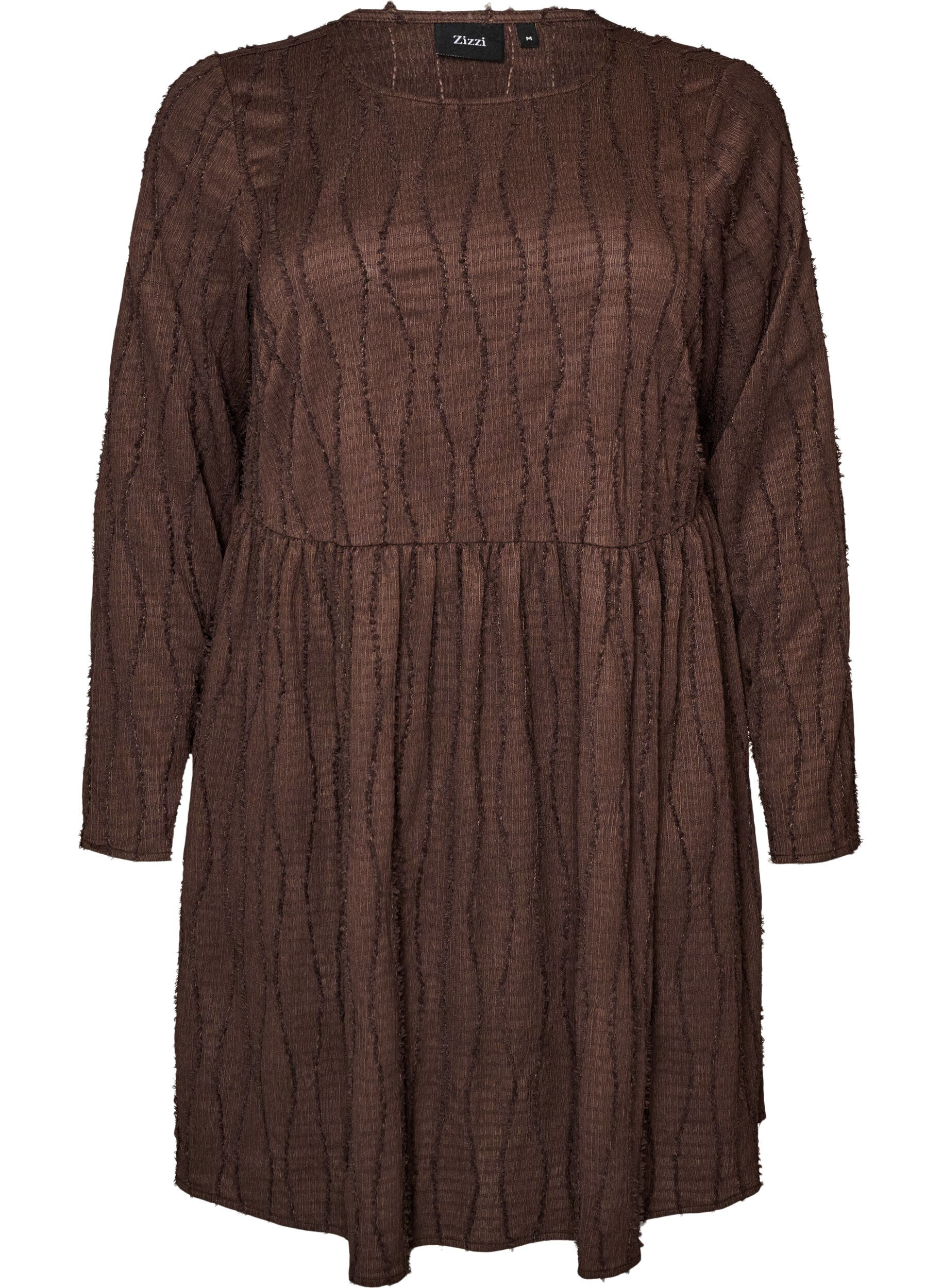 ZizziRobe courte en jersey &agrave; texture ondul&eacute;e, Marron, Packshot image number 0