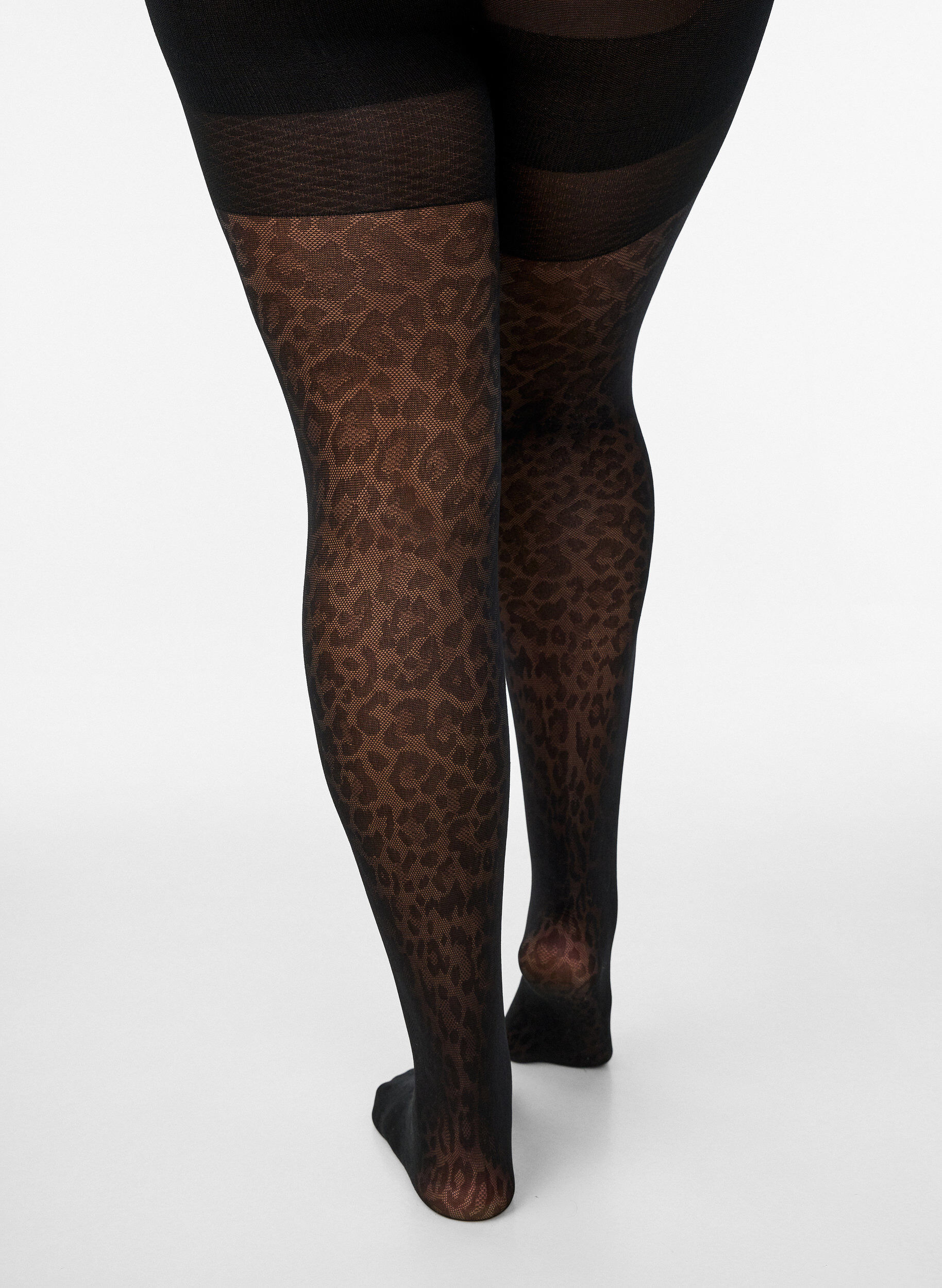 Zizzi Collants 50 deniers imprim&eacute; l&eacute;opard avec push-up, Noir, Packshot image number 2