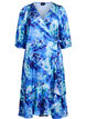 Robe portefeuille &agrave; imprim&eacute; floral et manches 3/4, Bleu, Packshot image number 0