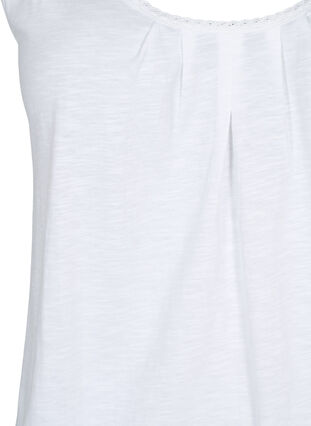 Top en coton avec bordure en dentelle, Bright White, Packshot image number 2