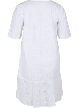 Robe en coton à manches courtes avec broderie anglaise, Bright White, Packshot image number 1