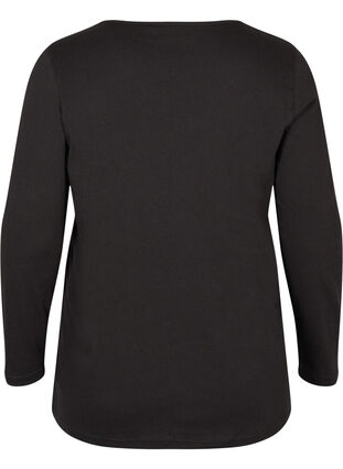 Blouse en coton à manches longues avec résille, Black, Packshot image number 1