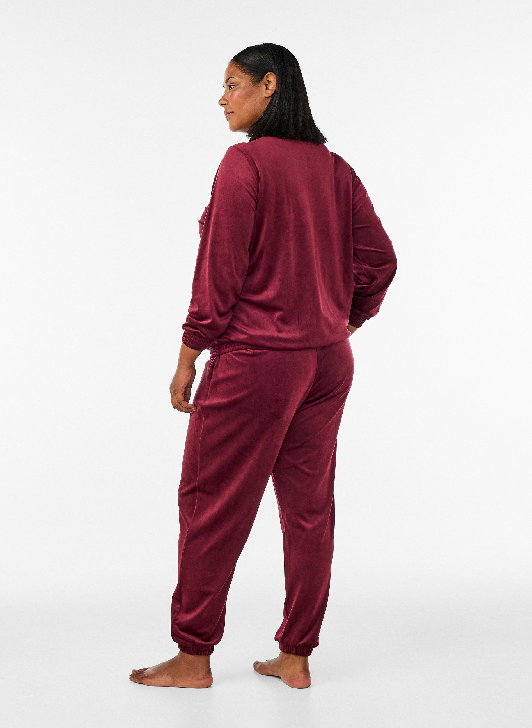 ZizziPantalon ample en velours, Bordeaux, Model image number 1