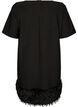 Robe courte en jersey avec finitions en plumes, Noir, Packshot image number 1