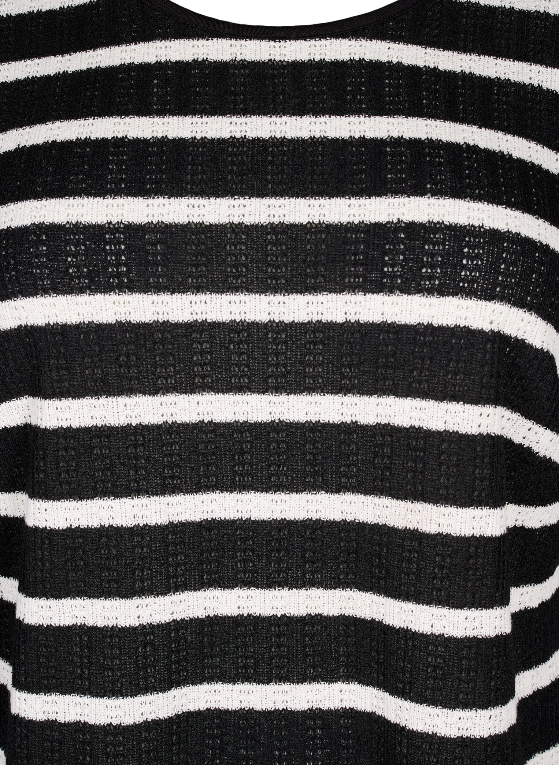 Zizzi Chemisier ray&eacute; &agrave; manches longues, Black Sand Stripe, Packshot image number 2