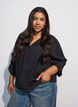 Blouse avec effet ballon et d&eacute;tails en mousseline, Noir, Model image number 0