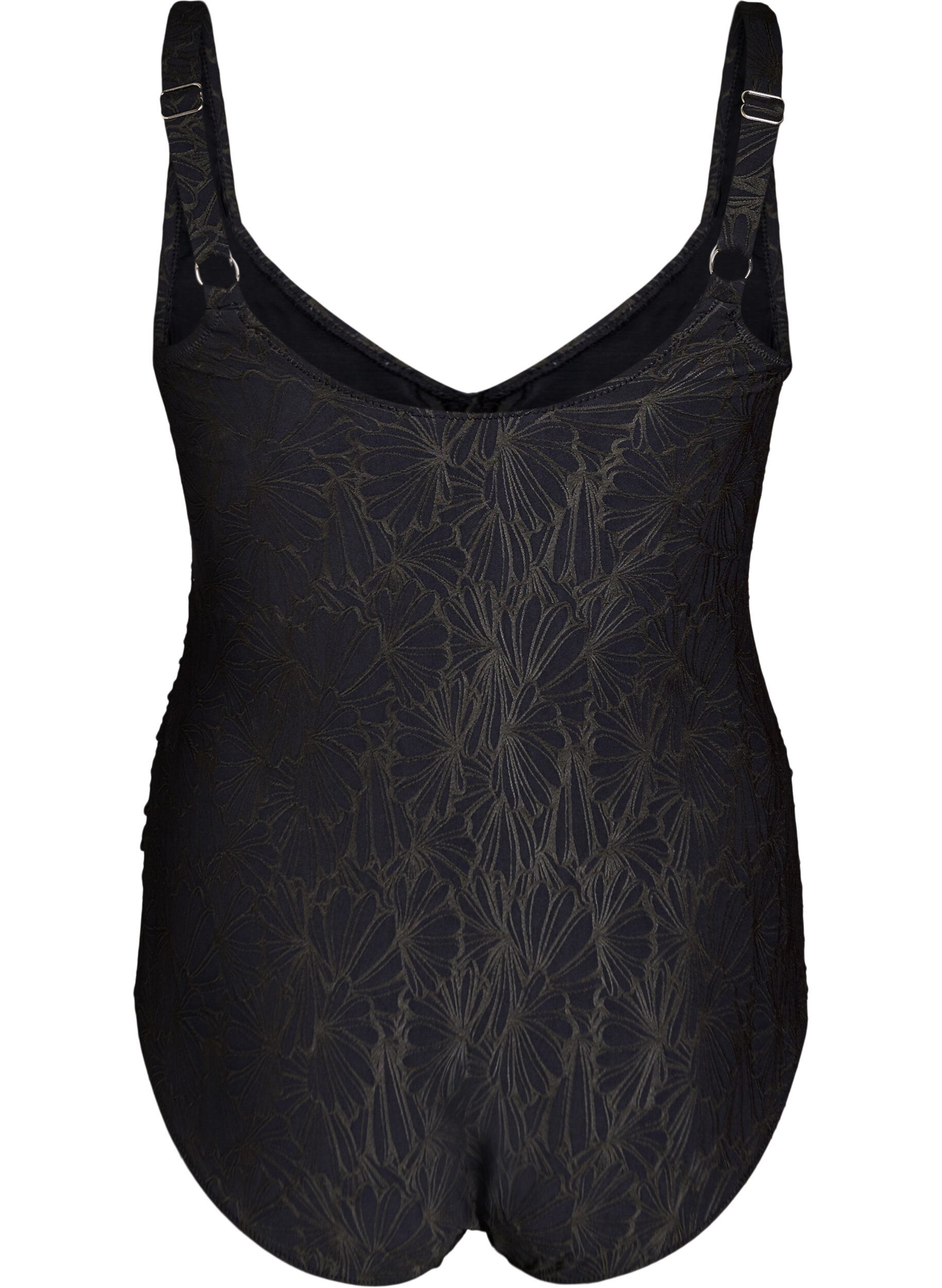 Zizzi Maillot de bain avec d&eacute;tail crois&eacute; et texture florale ton sur ton, Gris anthracite, Packshot image number 1