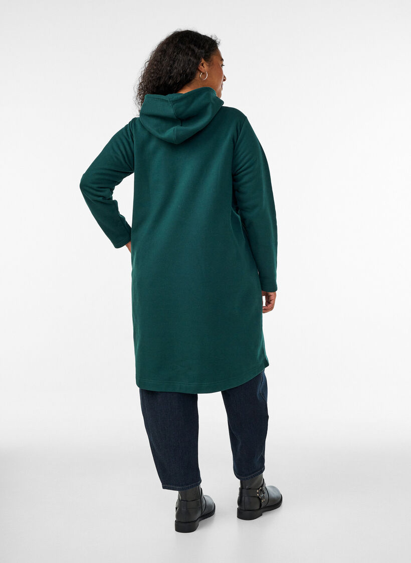 Robe sweat &agrave; capuche avec poches, 0648, Model image number 1