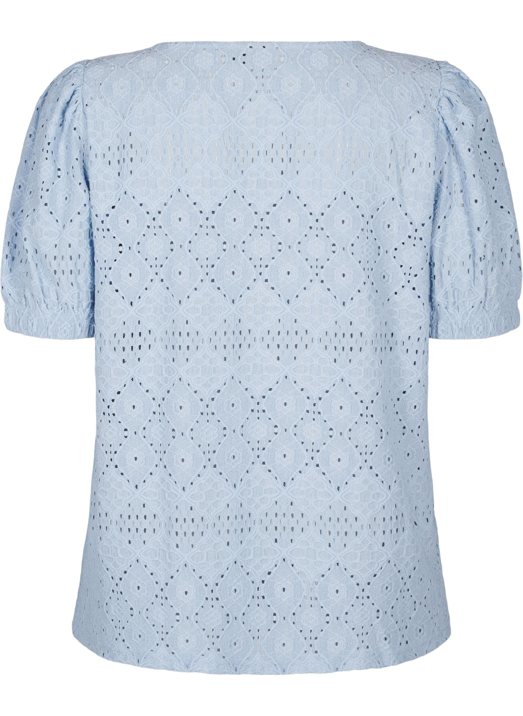 Zizzi Chemisier &agrave; manches courtes avec motif de dentelle, Cashmere Blue, Packshot image number 1