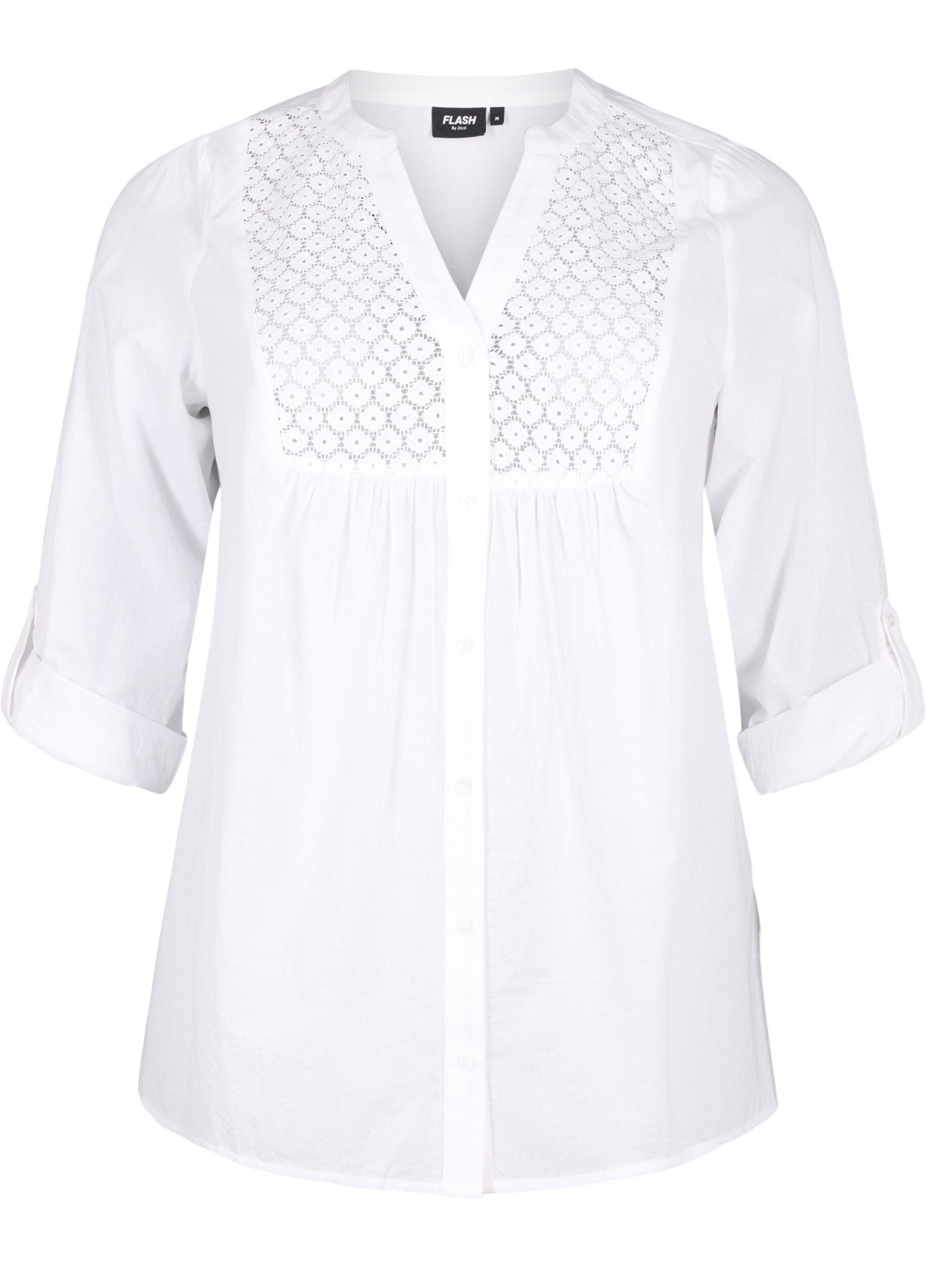 Zizzi FLASH &ndash; Chemise avec d&eacute;tails en crochet, Bright White, Packshot image number 0