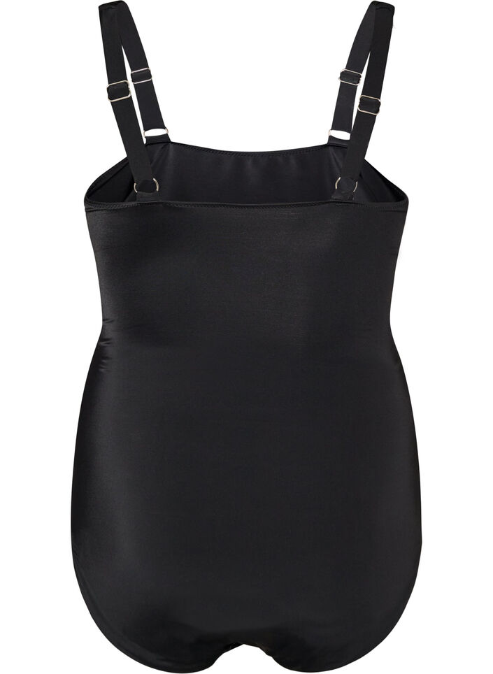 Maillot de bain &agrave; d&eacute;tail crois&eacute; en drap&eacute;, Noir, Packshot image number 1