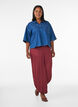 Pantalon ballon textur&eacute; avec ceinture &eacute;lastique, Bordeaux, Model image number 3