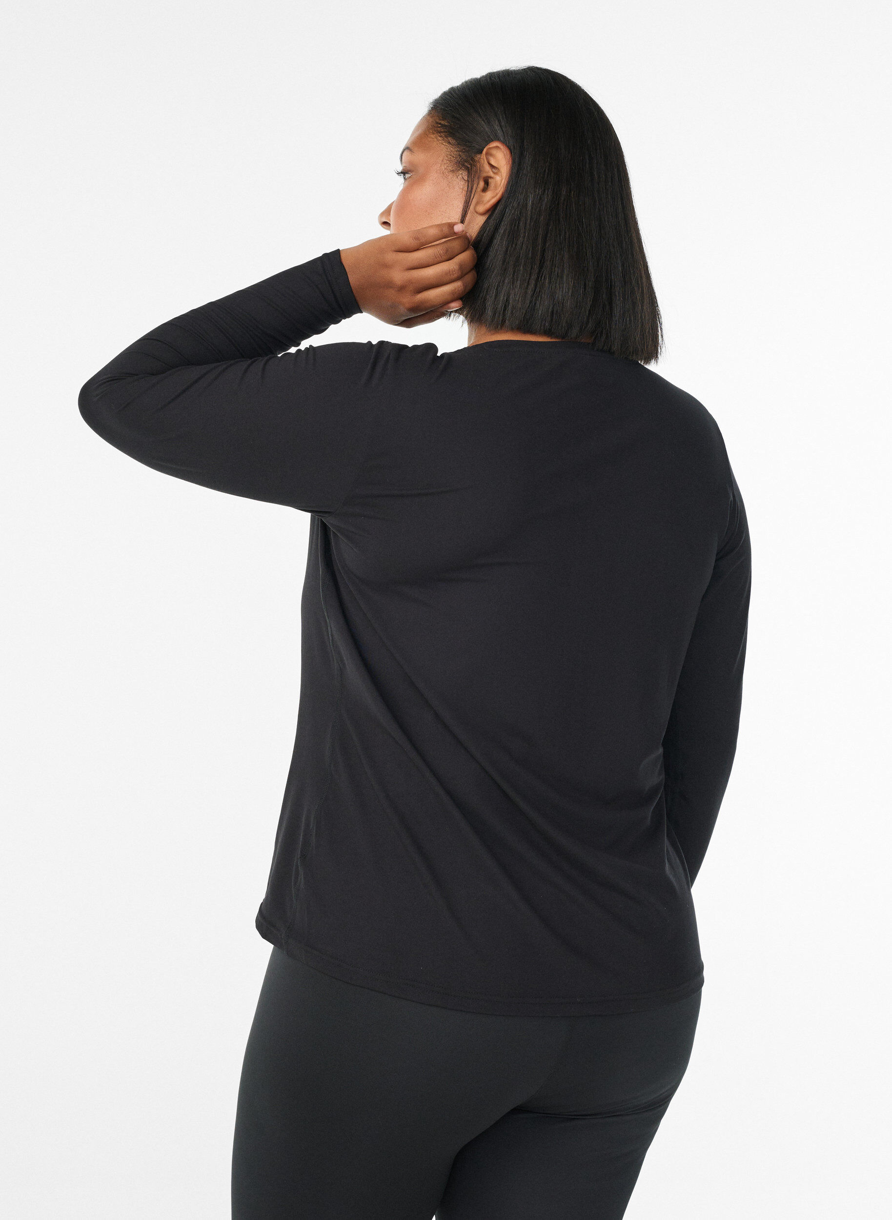ZizziT-shirt fitness &agrave; manches longues, Noir, Model image number 2