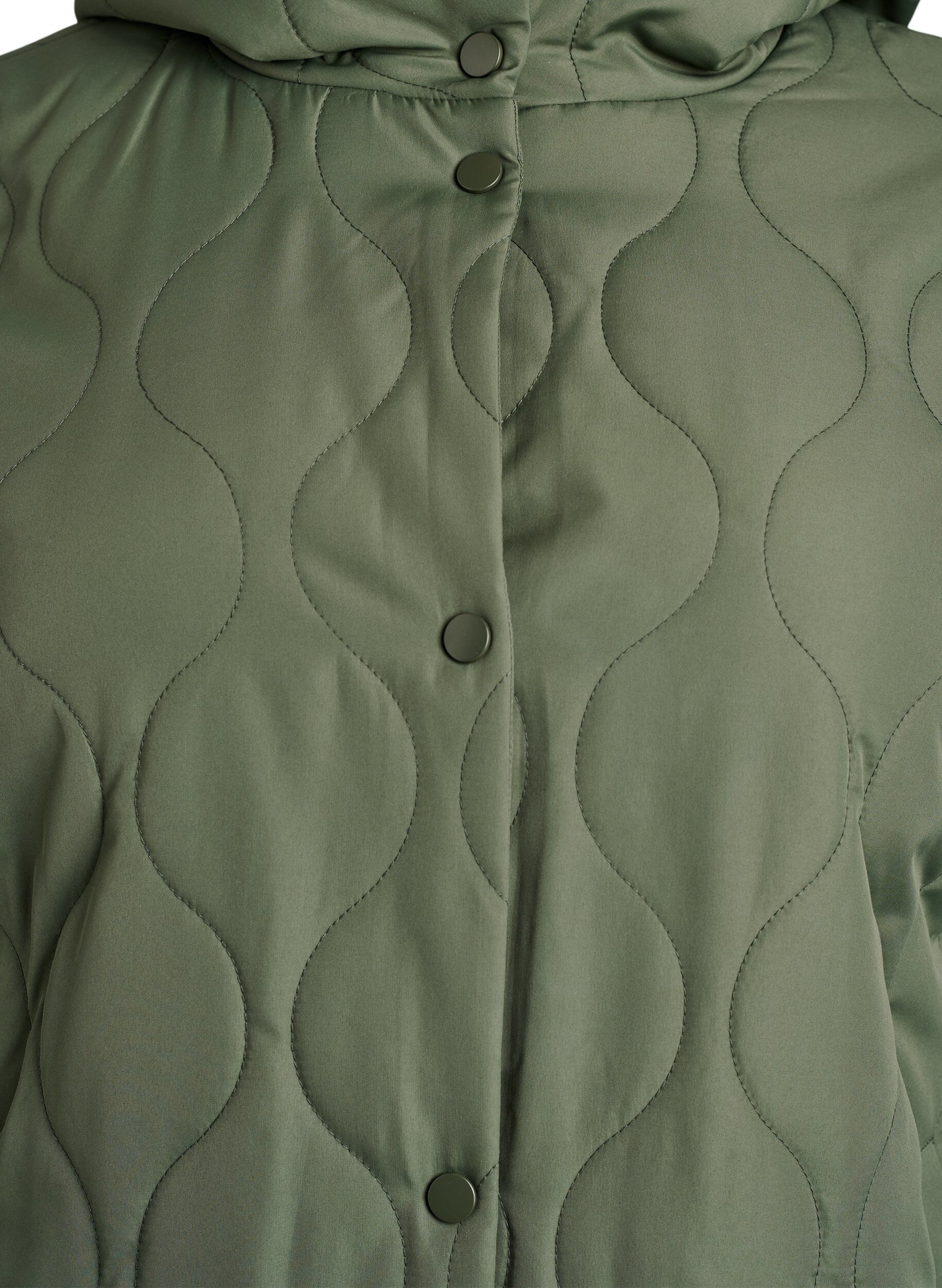 Zizzi Veste matelass&eacute;e mi-longue avec capuche, Vert, Packshot image number 2