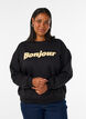 Sweat-shirt avec inscription en boucl&eacute;, Noir, Model image number 0