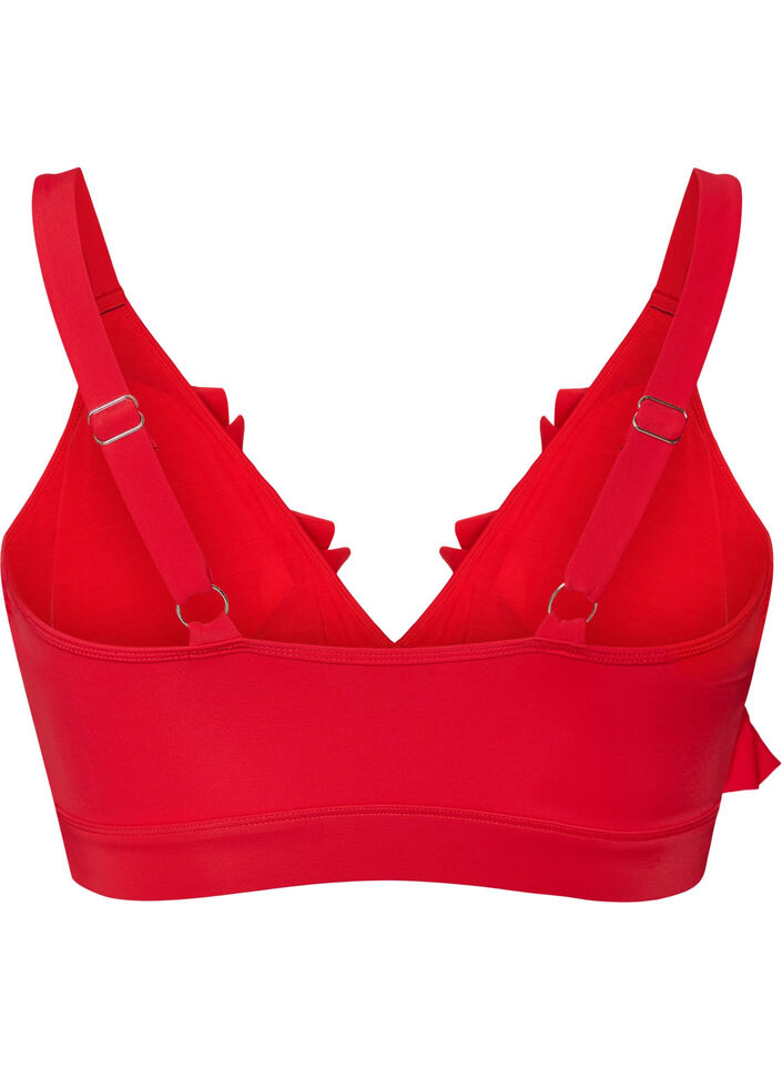 Haut de bikini avec volants et coussinets amovibles, Rouge, Packshot image number 1