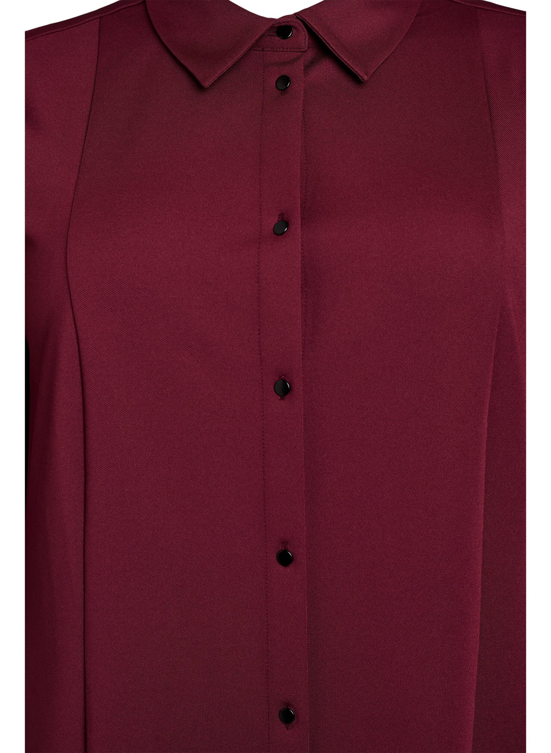Zizzi Robe chemise courte &agrave; manches 3/4, Bordeaux, Packshot image number 2