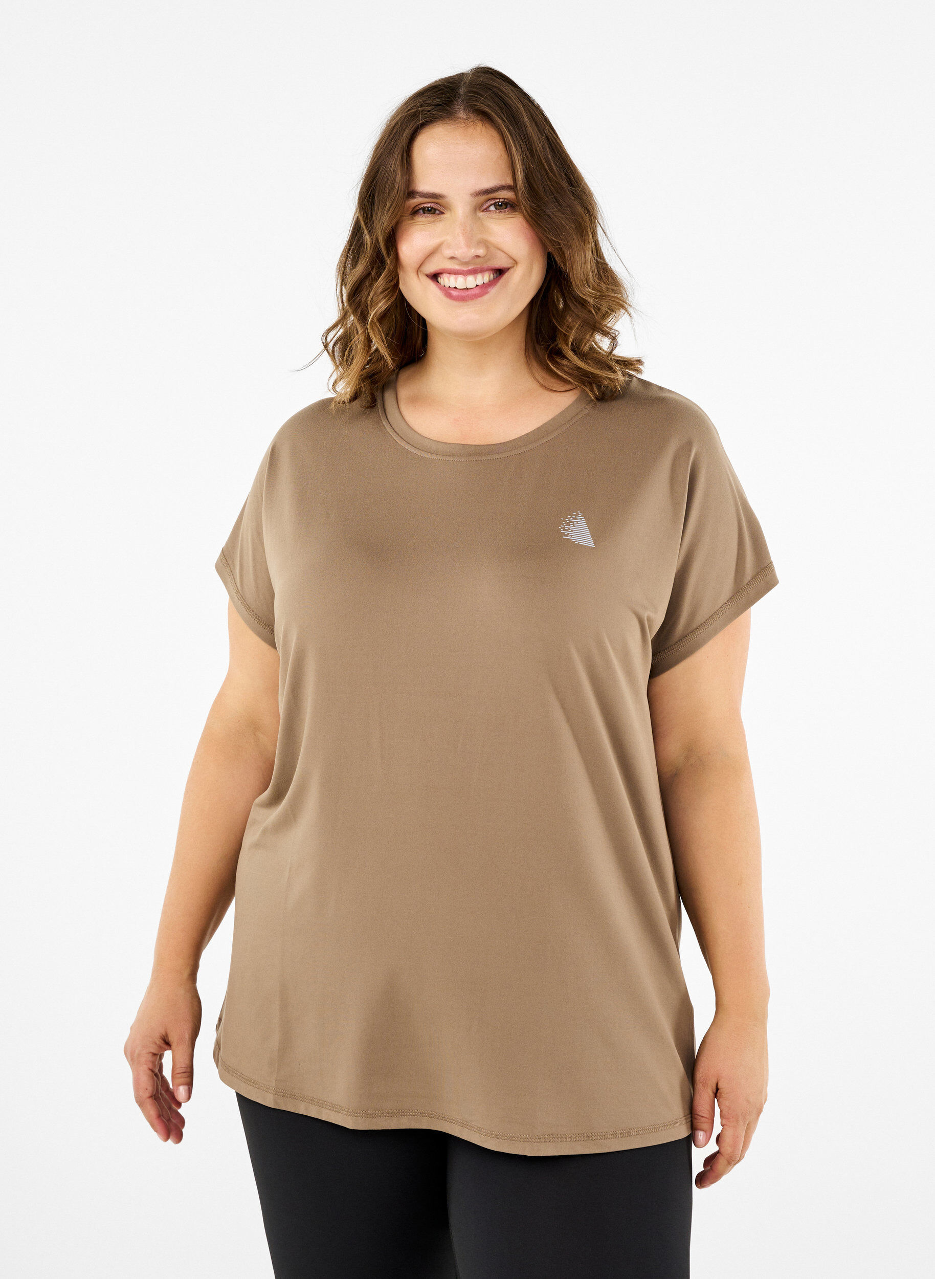 Zizzi T-shirt de sport uni, Beige, Model image number 0