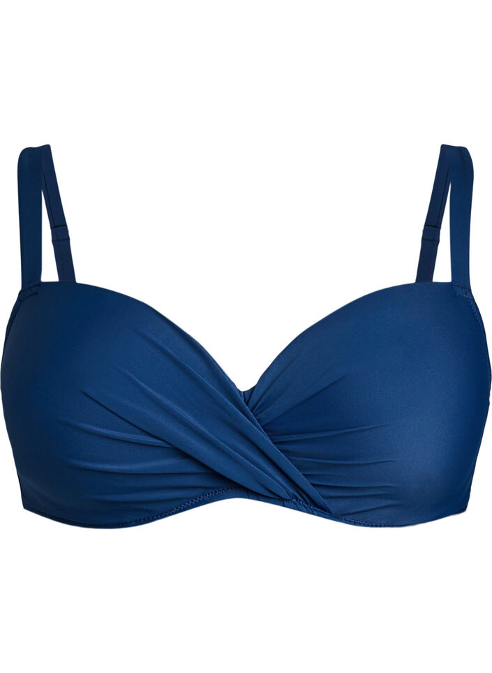 Haut de bikini avec armatures et drap&eacute;, Bleu, Packshot image number 0