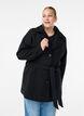 Manteau court avec une ceinture, Noir, Model image number 0