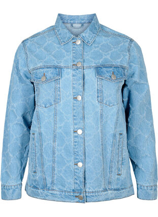 Veste en jean avec motif déchiré, Blue denim, Packshot image number 0