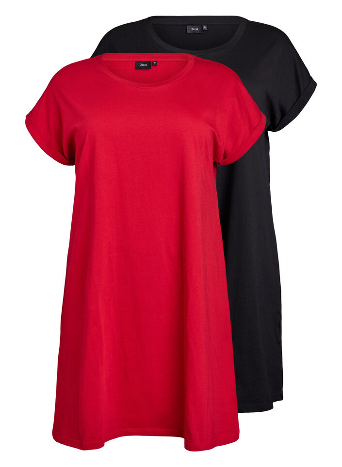 2-pack Robe T-shirt &agrave; manches courtes, Rouge, Packshot image number 0