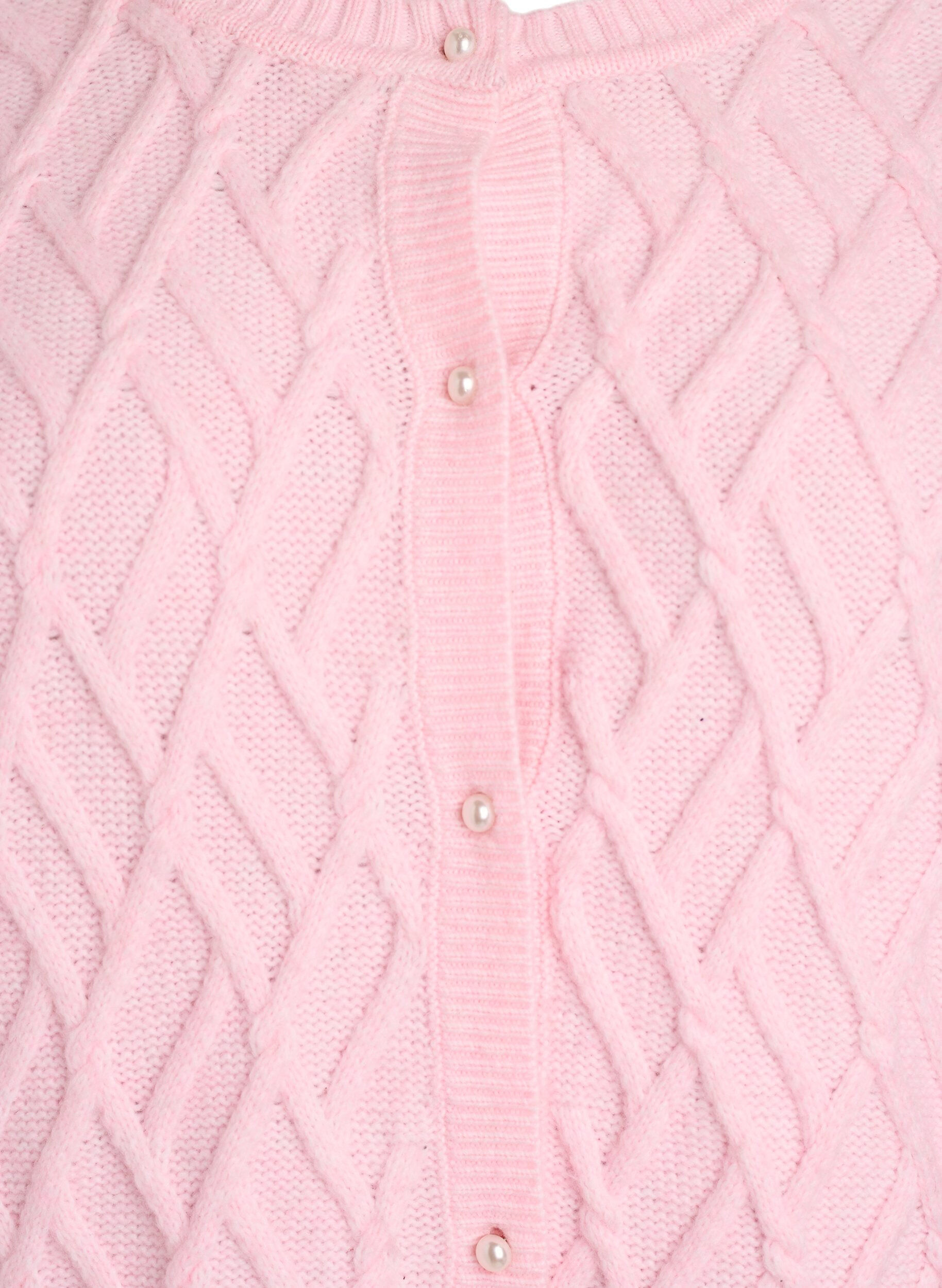 Zizzi Cardigan en maille torsad&eacute;e avec boutons nacr&eacute;s, Rose, Packshot image number 2