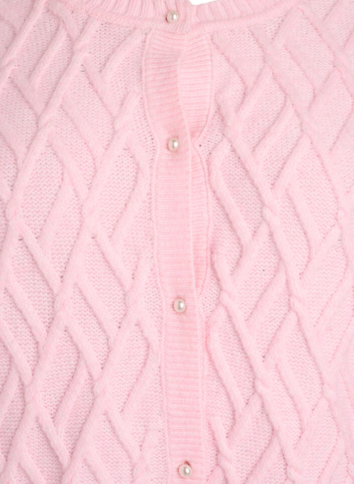 Cardigan en maille torsadée avec boutons nacrés, Rose, Packshot image number 2