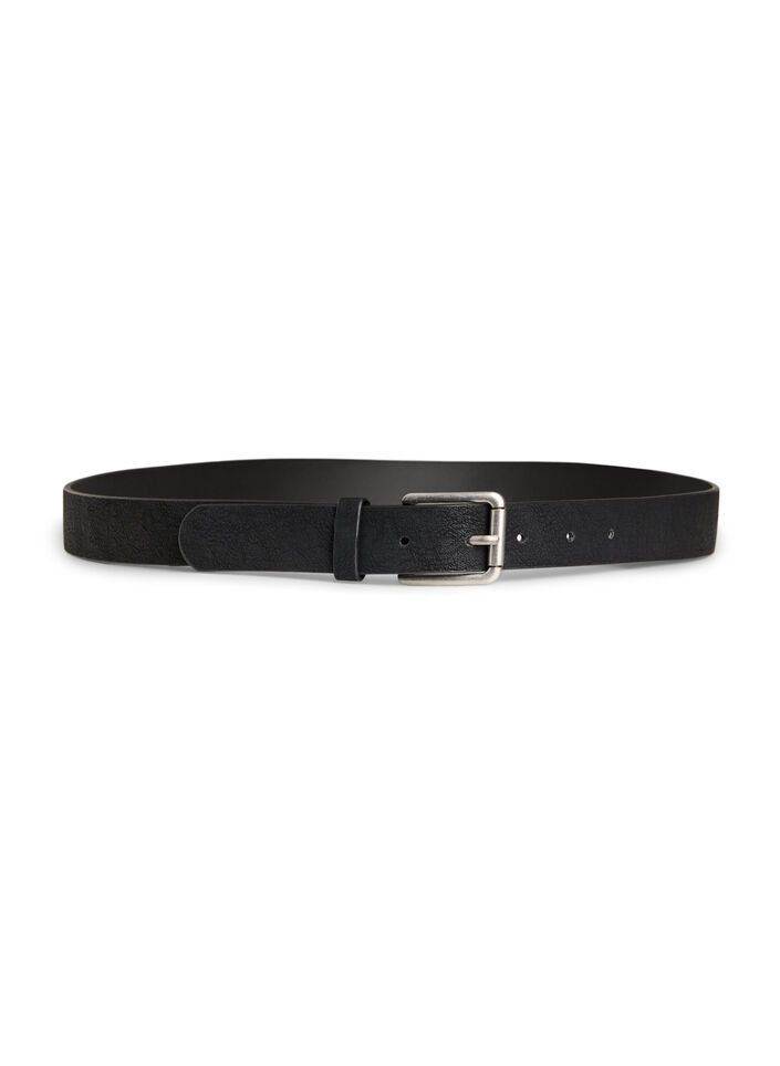Ceinture en cuir m&eacute;lang&eacute; avec boucle classique, Noir, Packshot image number 0