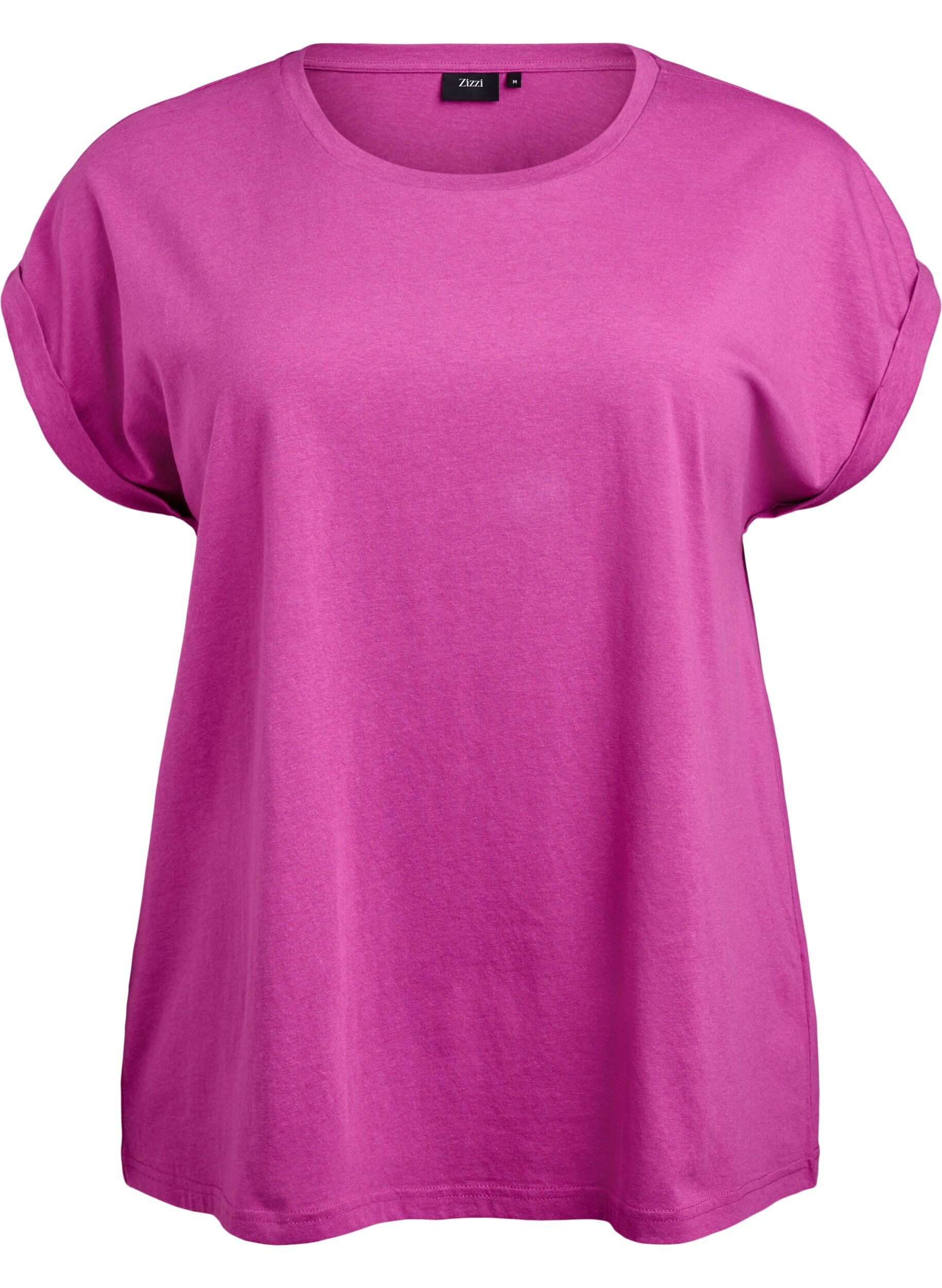 Zizzi T-shirt &agrave; manches courtes en coton m&eacute;lang&eacute;, Violet, Packshot image number 0