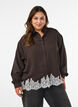 Chemise &agrave; fines rayures avec finitions en dentelle, Marron, Model image number 0