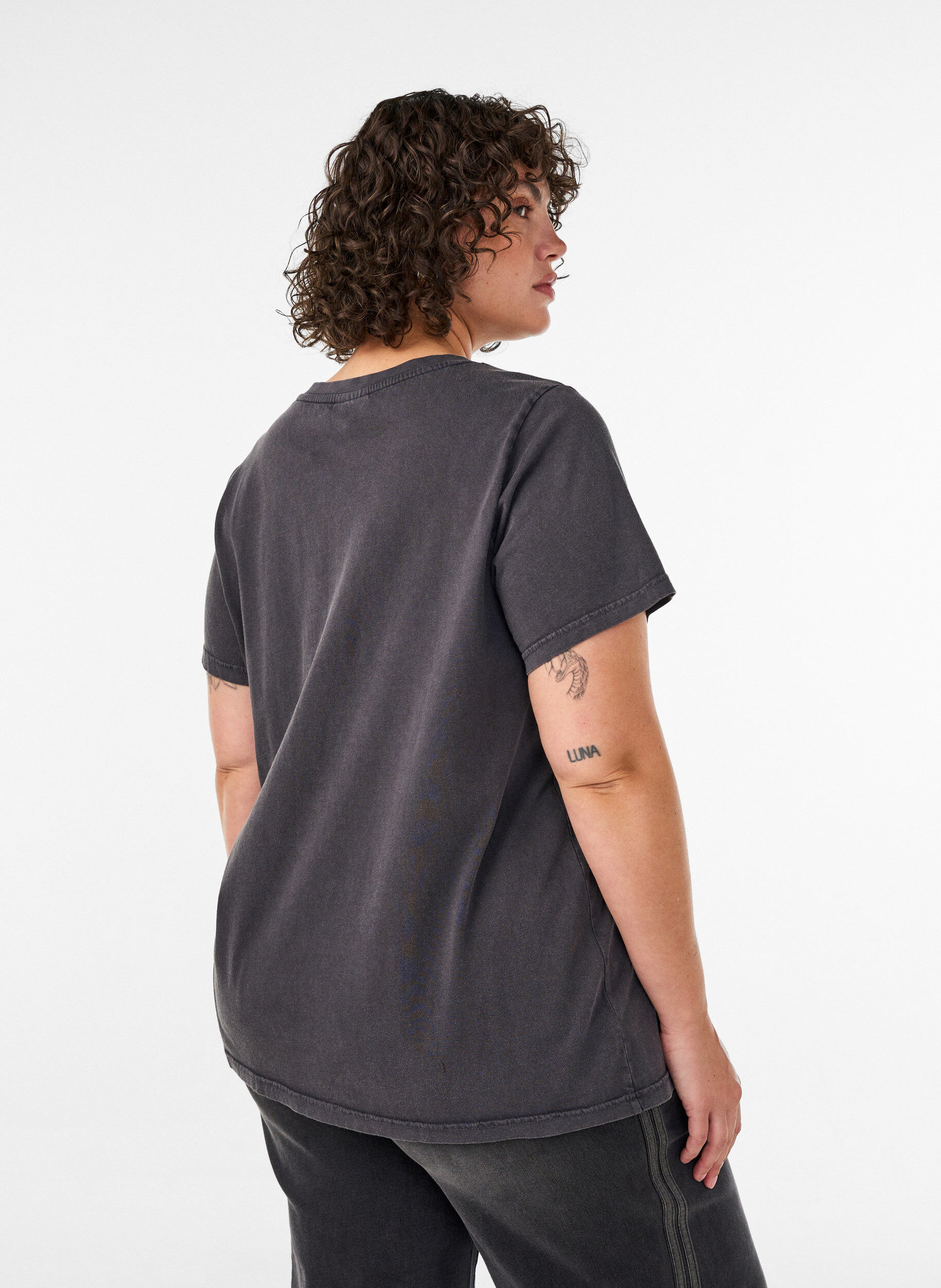 ZizziT-shirt en coton bio avec imprim&eacute;, Noir, Model image number 2