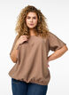 Blouse à manches courtes avec ourlet élastique, Marron, Model image number 0